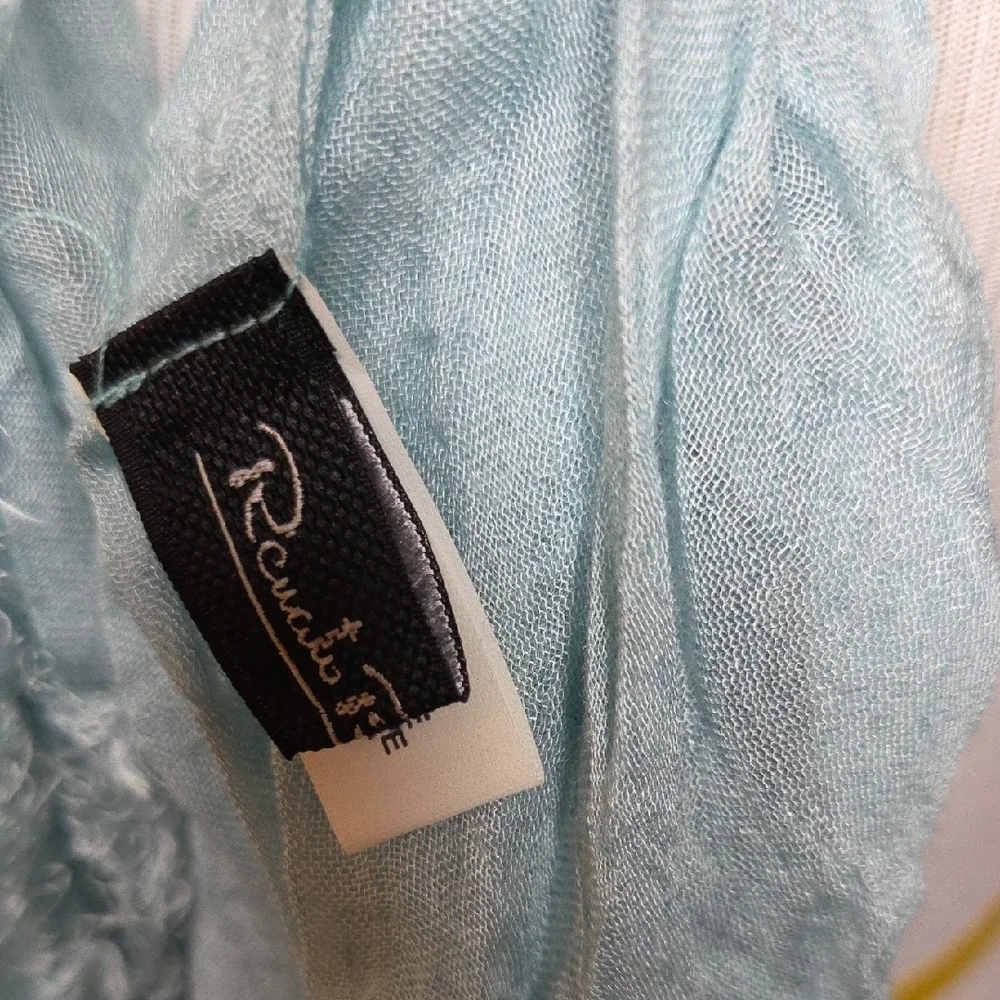 Light Blue Crinkled Wrap Scarf for Women - Picture 2 of 5